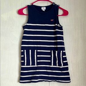 Vineyard Vines Girls Navy and White Striped Sleeveless Dress